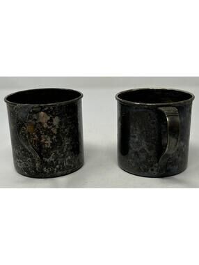 WM Rogers & Sons Silver Plated 2.5” Metal Baby Cup Mug 1940s 1950s Patina